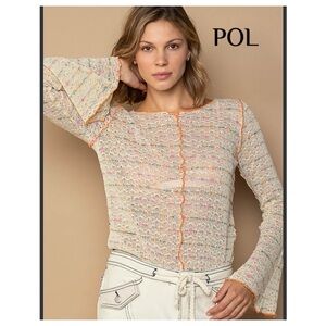 POL Multicolor Knit Top with Bell Sleeves